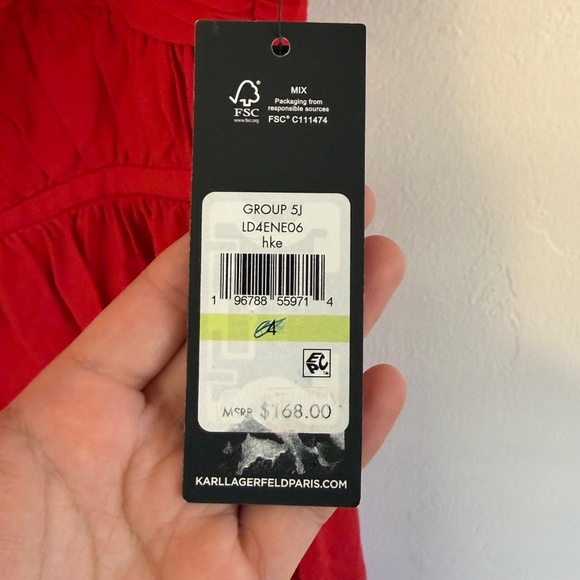 Karl Lagerfeld Paris Womens Tie Neck A Line Cherry Red Dress 4 - Picture 16 of 16